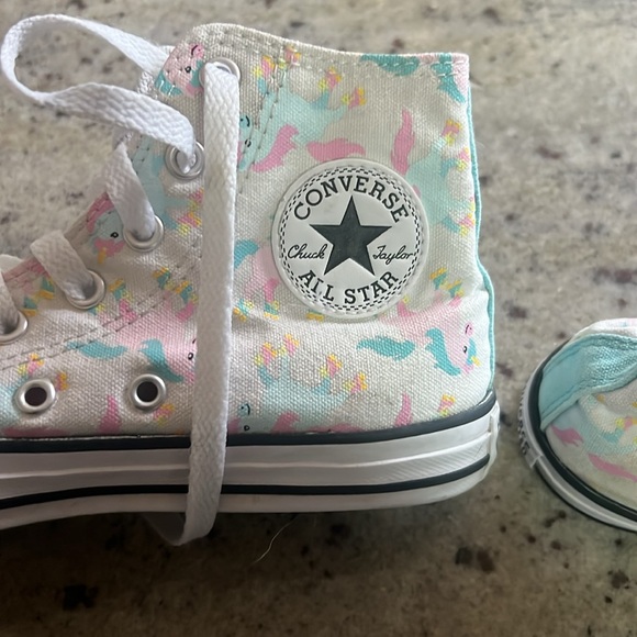 Girls Converse Allstar, Size 2- white shoes with unicorns. Great condition - Picture 8 of 10